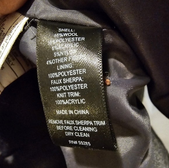 EXPRESS Women's Charcoal Faux FurWool Blend Full Zip Warm Winter Coat SizeM Used - Picture 6 of 9